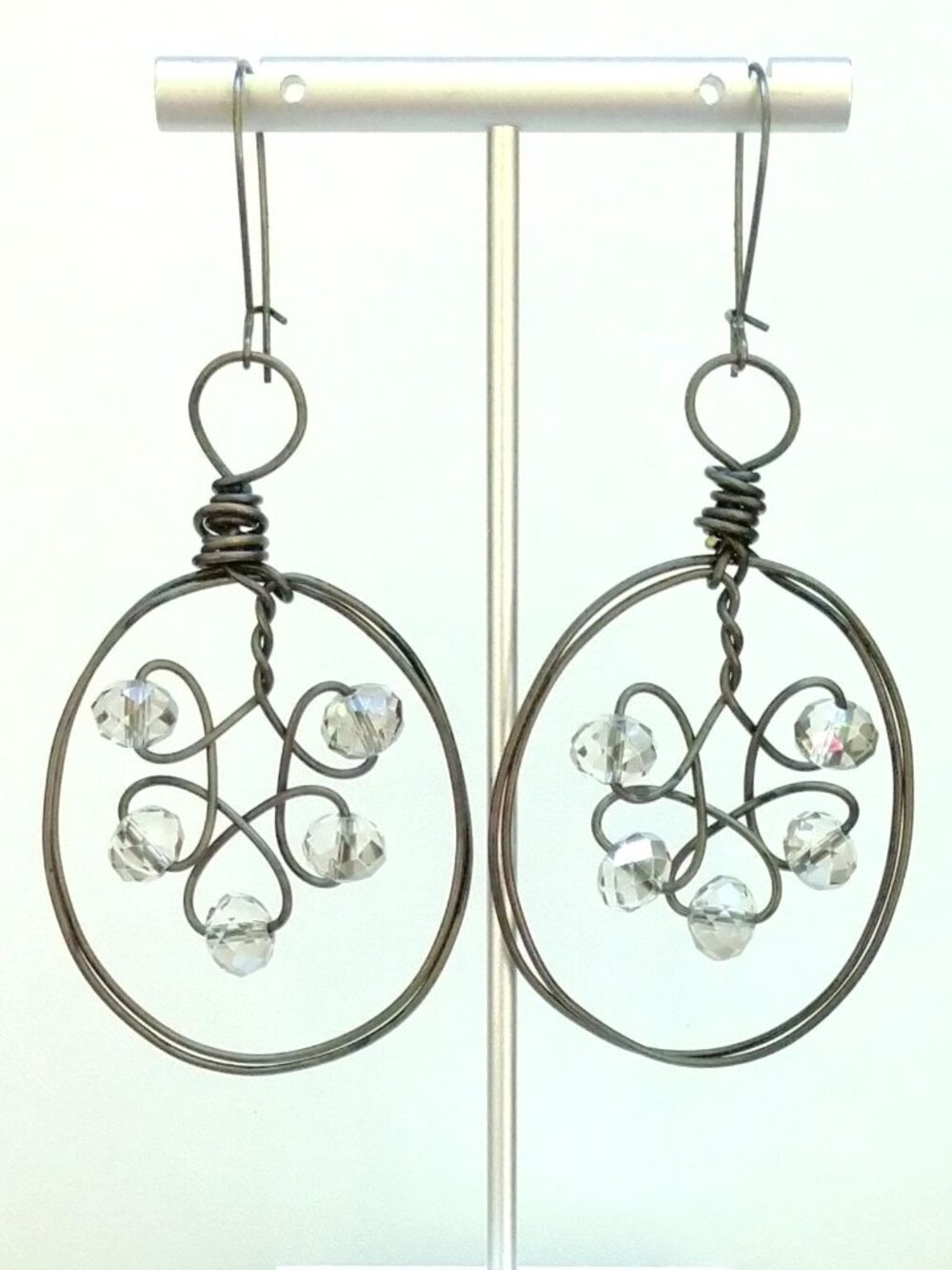 Hand crafted wire and bead earrings